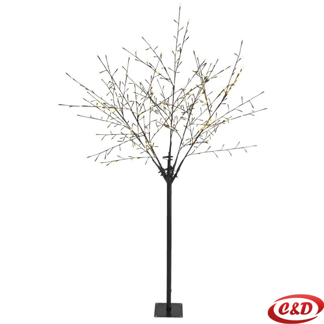 Svjetleće drvce Yggdrasil, visine 200 cm, crno, 400 LED lampica, toplo bijelo, električni priključak, IP44, sa tajmerom.