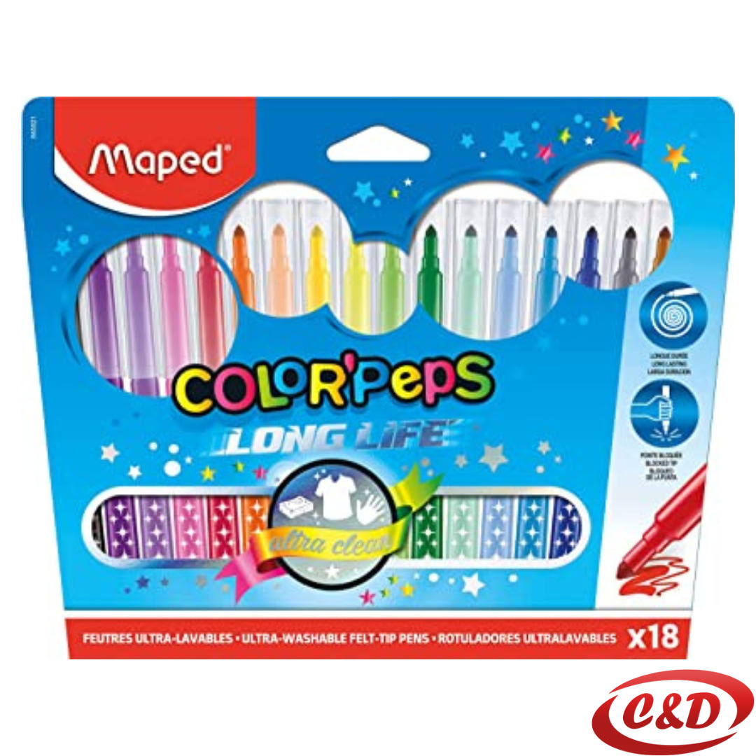 Flomasteri; Maped; Long Life; 18/1