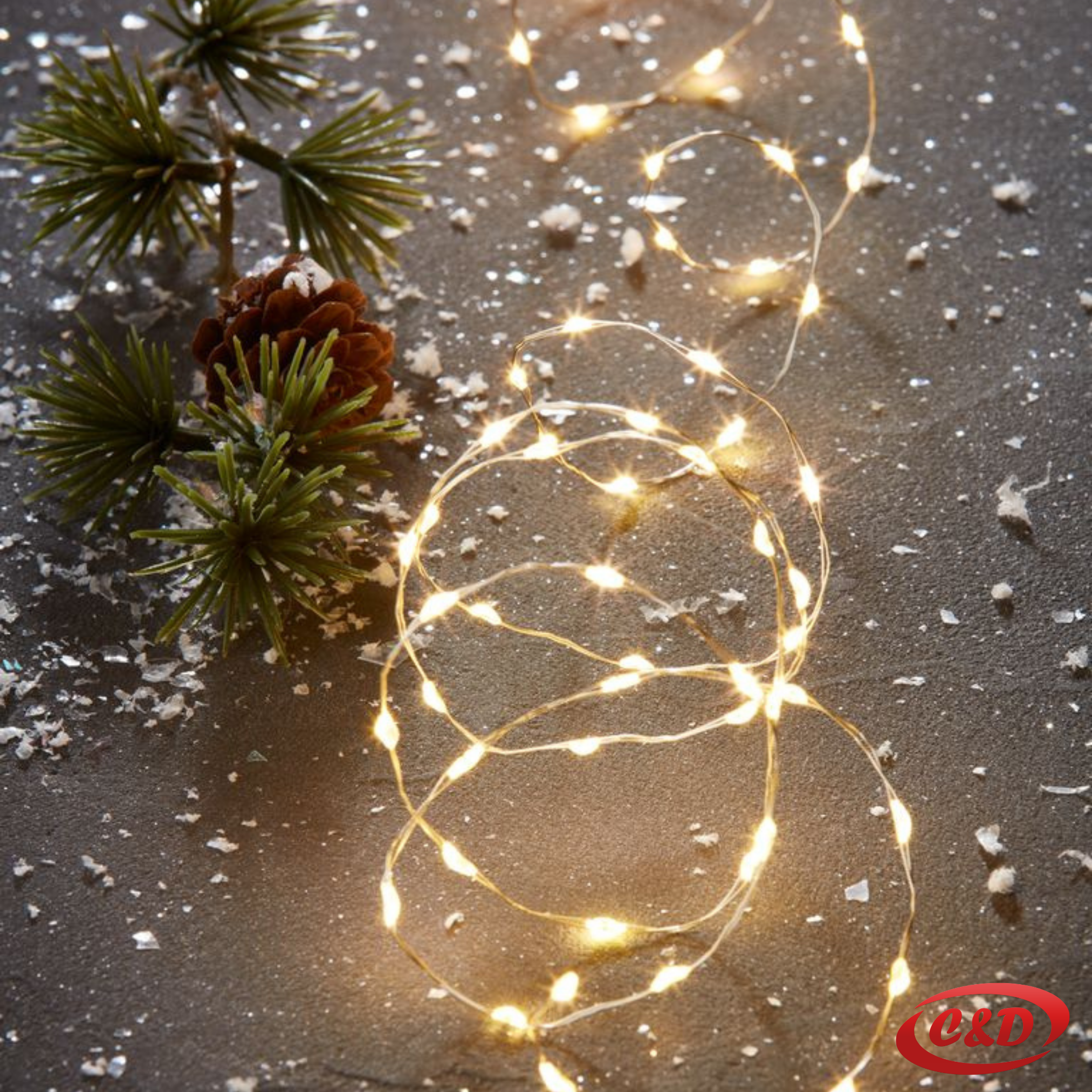 LED lampice 240 cm, 100 LED, toplo bijelo svjetlo, bijeli kabel, baterijsko napajanje