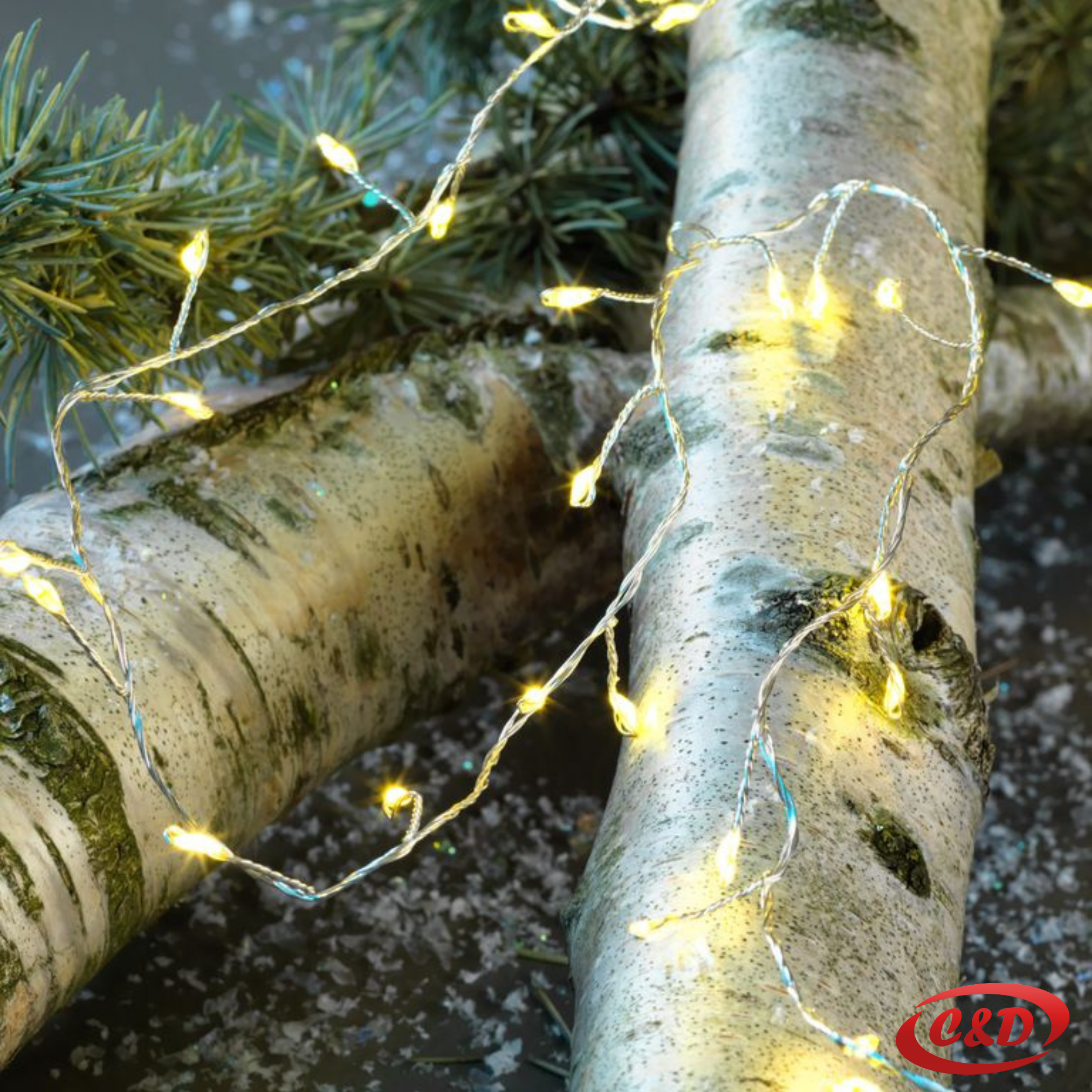 LED lampice 250 cm, 100 LED, toplo bijelo svjetlo, bijeli kabel, baterijsko napajanje