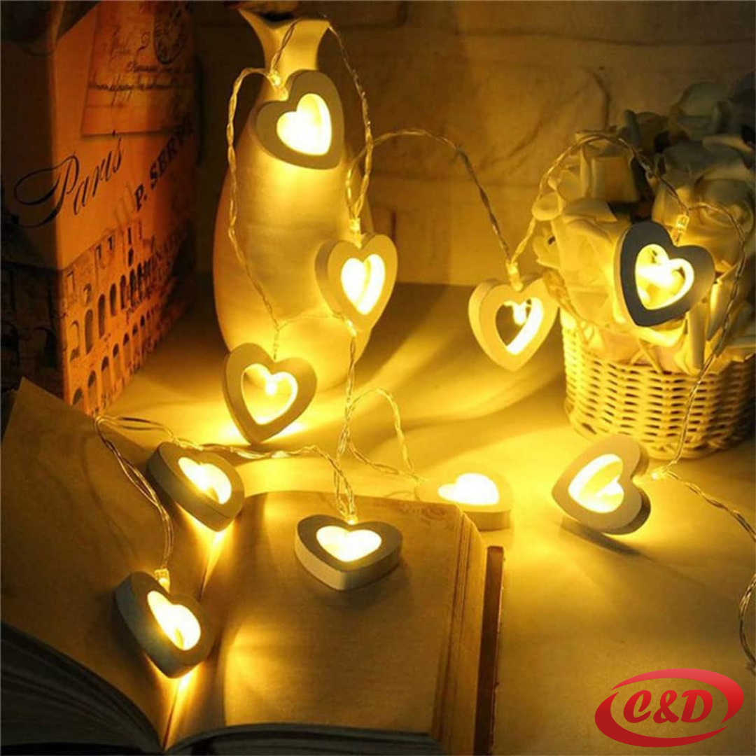 Lampice; LED; Srce; Na baterije; 2 m; Toplo Bijela - Slika 6