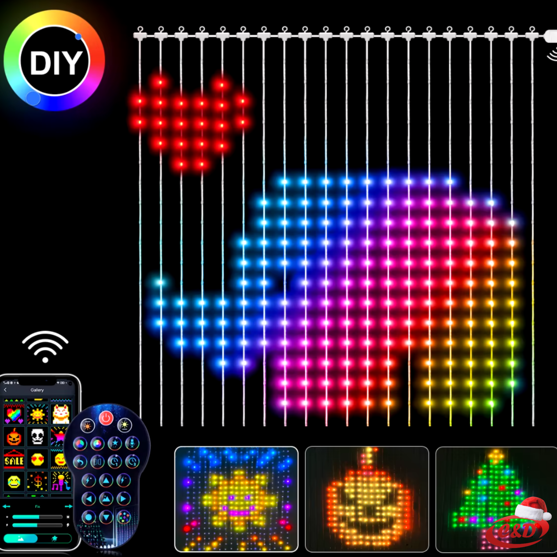Lampice RGB; ZAVJESA/LEDENICE; 1,5 x 2 m - Slika 3