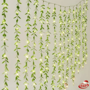 Lampice; LED; Zavjesa sa Zelenilom; 3×2 m; Toplo Bijela