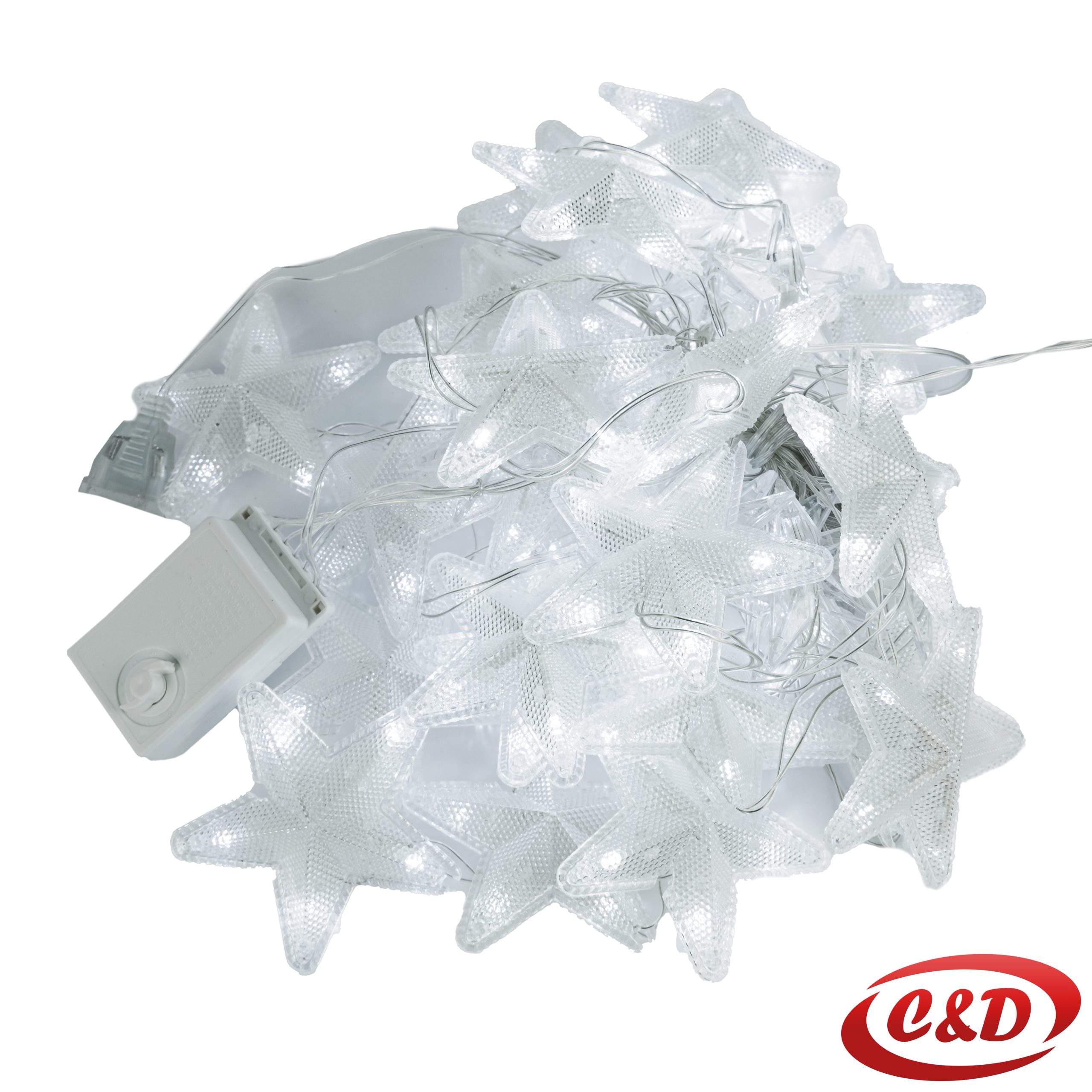 Lampice; LED; Zvijezde; Zavjese/Ledenice; 2.5m; Bijela - Slika 2