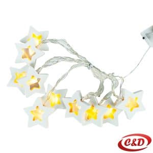 Lampice; LED; Zvijezda; Na baterije; 2 m; Toplo Bijela
