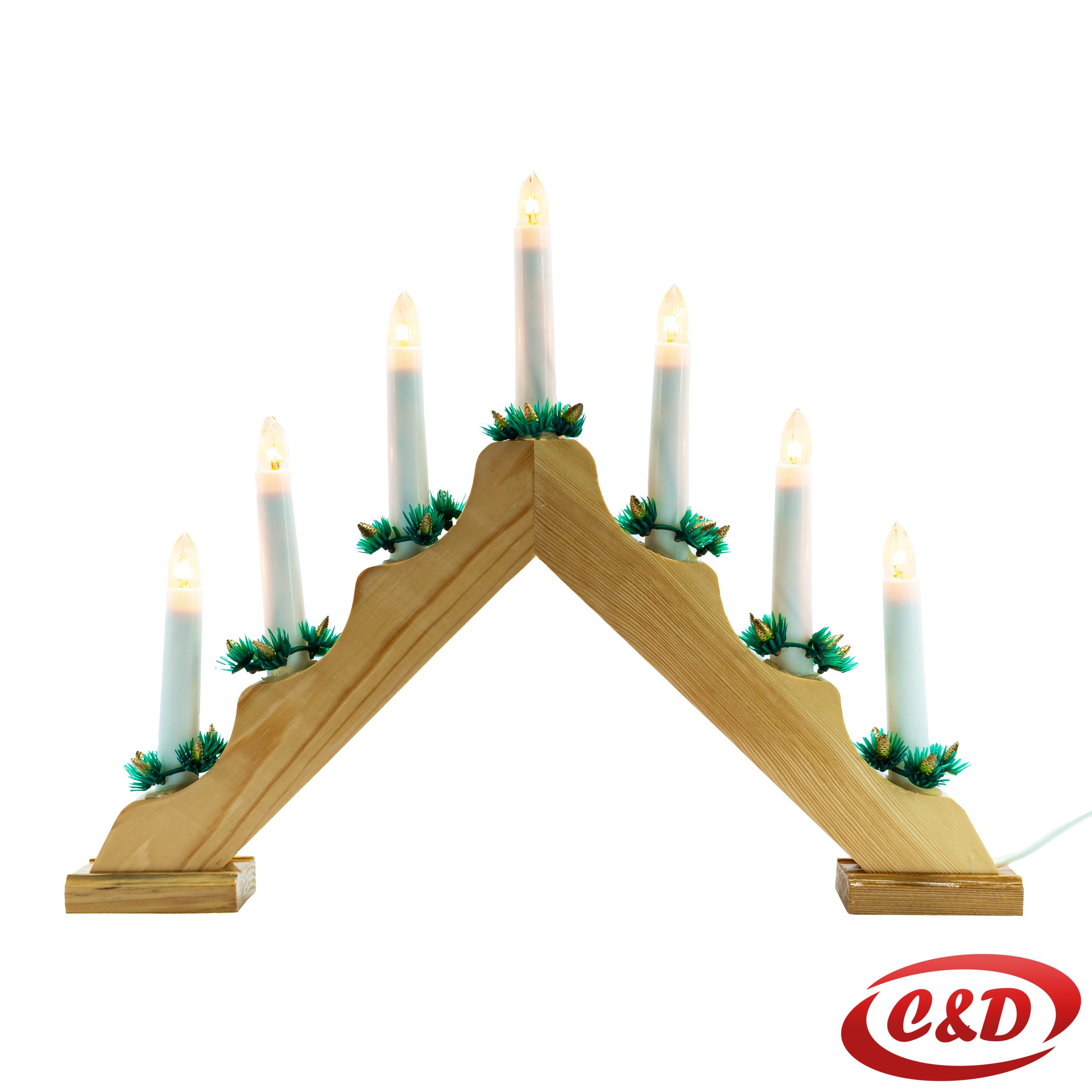 LED svjetleći svijećnjak s 7 LED lampica, toplo bijelo svjetlo 3000K, unutarnja dekoracija