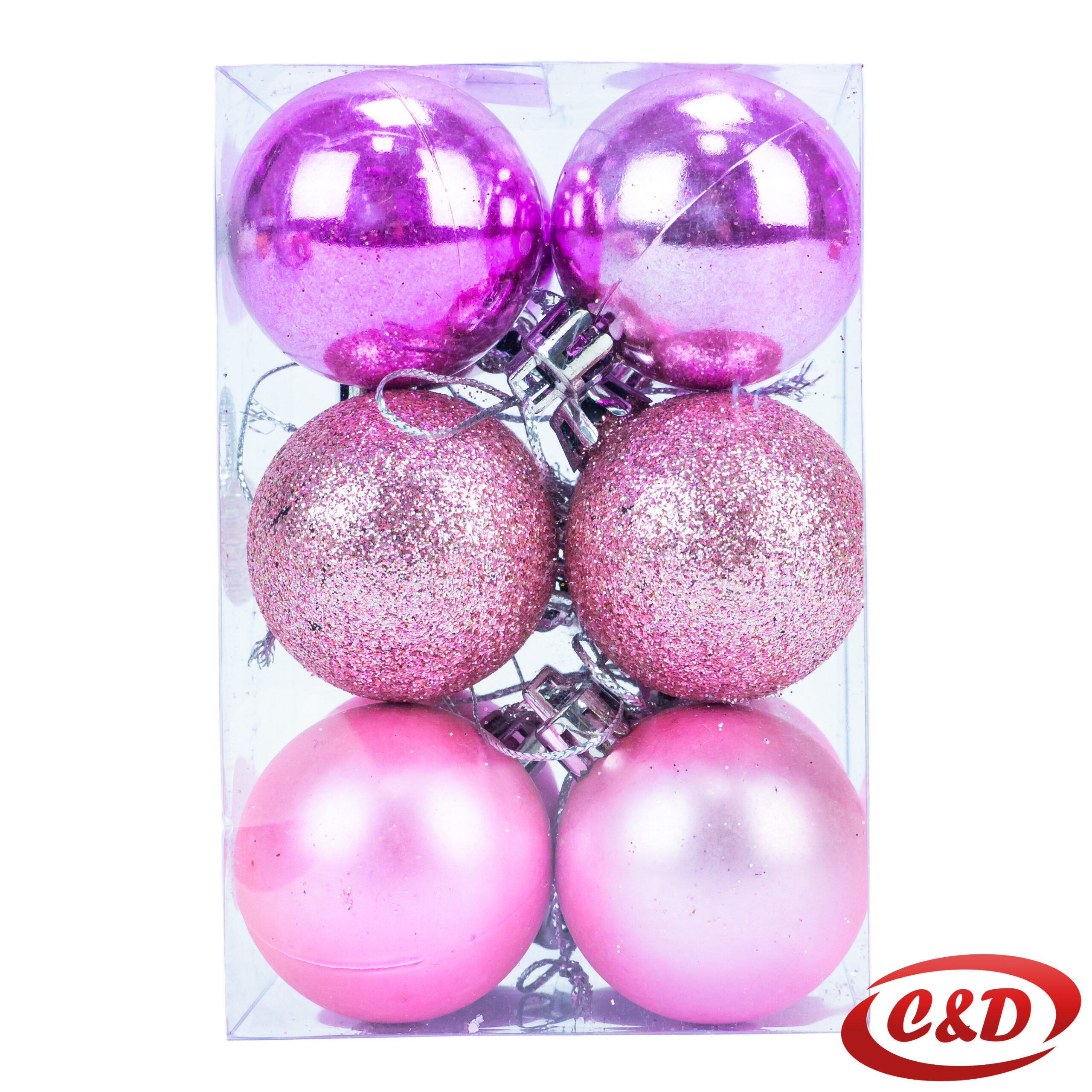 Božićne kugle roze 10 cm, set od 6 komada.