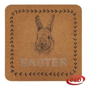 smeđi pamučni podmetač sa zecom 30x30 cm uskrsna dekoracija stola
