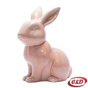 keramički uskrsni zec 20 cm roza dekorativna figura zeca