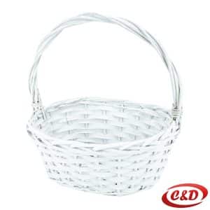 pletena korpa XL bijela od drveta 37x28x40 cm dekorativna korpa