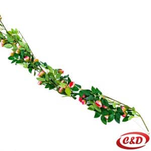umjetna zelena girlanda crvene roza ružice 200 cm