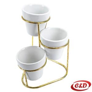 Set 3 keramičke vaze sa metalnim stalkom Ø13 cm