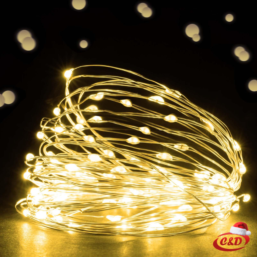 Toplo bijele LED lampice “Mravi” 2 m na fleksibilnoj silikonskoj žici, baterijsko napajanje