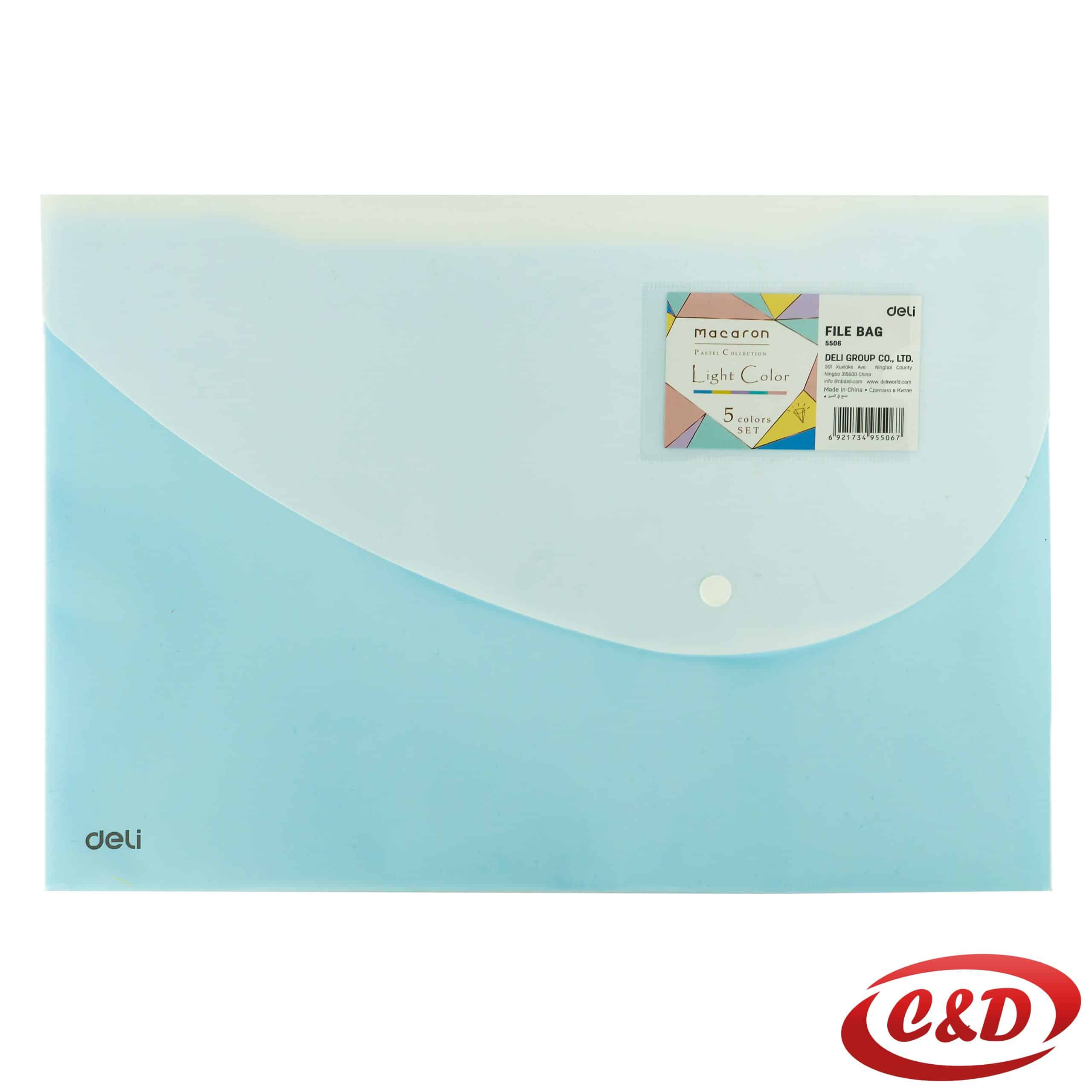 Deli PVC fascikla A4 s pritisnim gumbom u plavoj i bijeloj boji