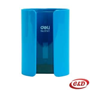 Deli plastična posuda za olovke plave boje visine 10,6 cm i promjera 8,2 cm