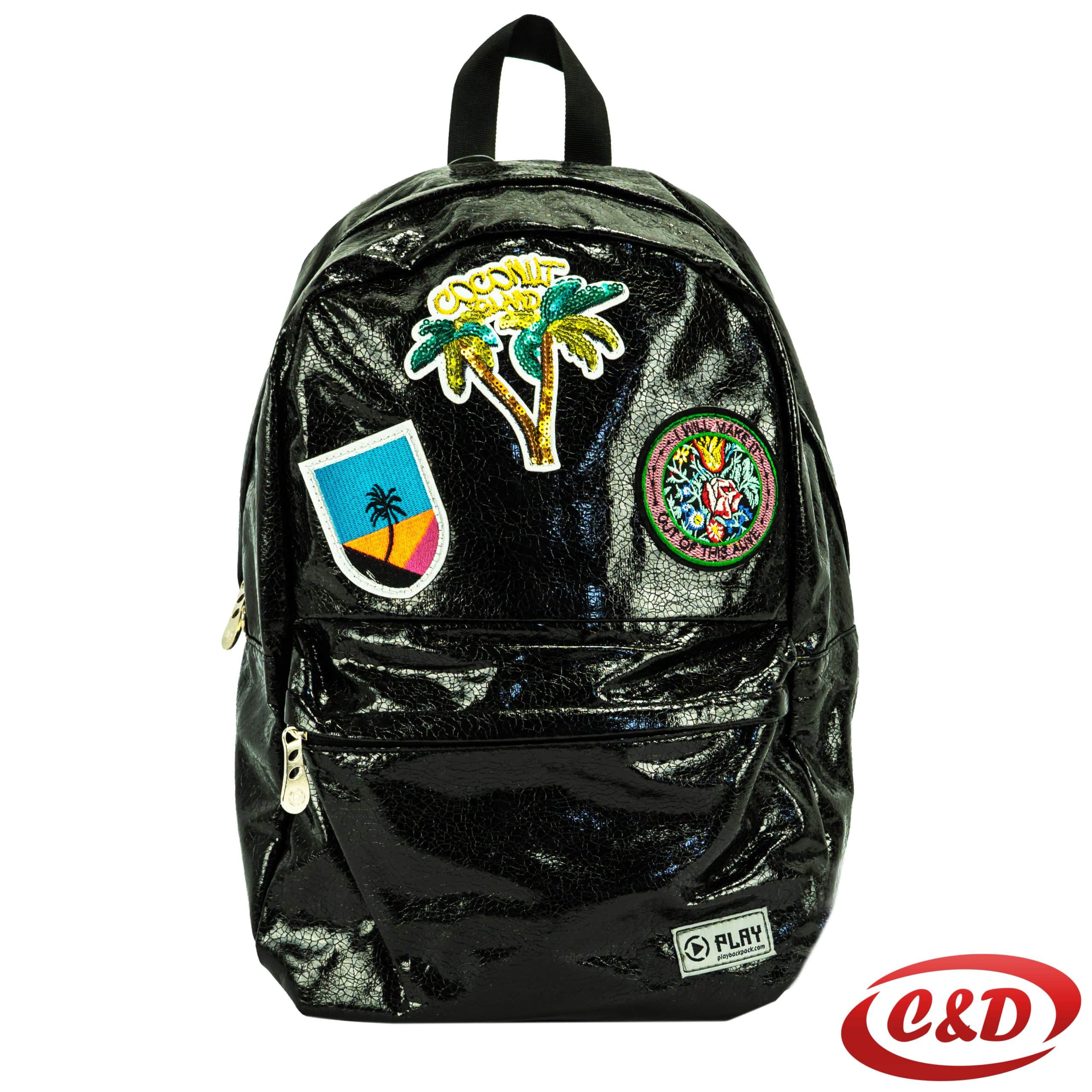 Crni Play Pop Fashion Coconut Island školski ruksak od vodootpornog poliestera zapremnine 26 L