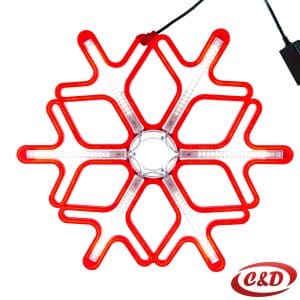 LED Neon crvena pahulja Ø60 cm, 600 LED lampica, hladno bijele svjetlucave diode, električni priključak