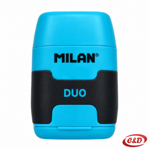 Milan 2 u 1 plavo-crno oštrilo s gumicom od plastike i gume