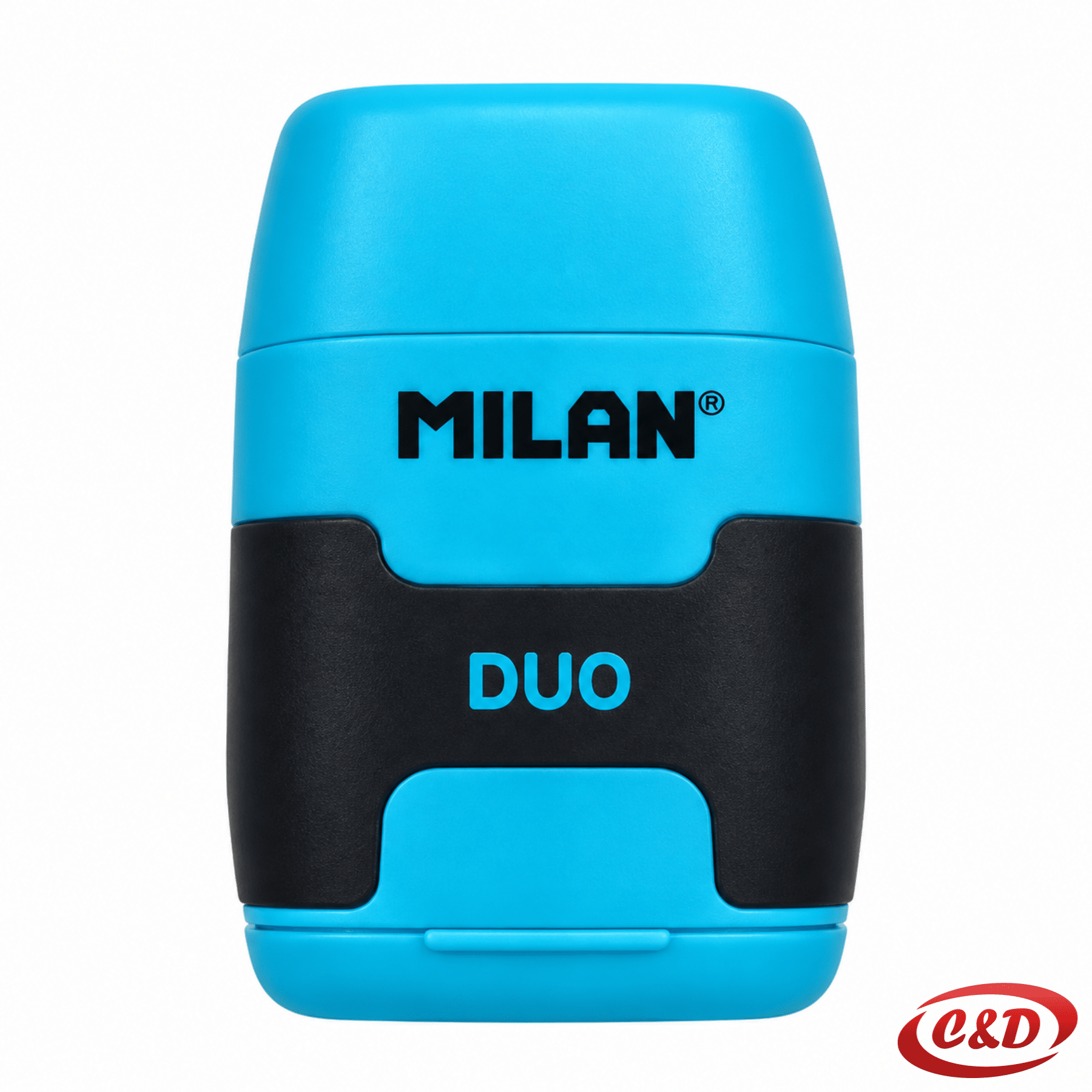 Milan 2 u 1 plavo-crno oštrilo s gumicom od plastike i gume