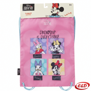 Ljubičasto-roza poliesterska Minnie Mouse vrećica za sportsku opremu sa špagama za zatezanje dimenzija 40 × 30 cm