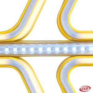 LED pahulja s toplom bijelom Neon Flex konturom i hladno bijelim diodama u unutrašnjosti