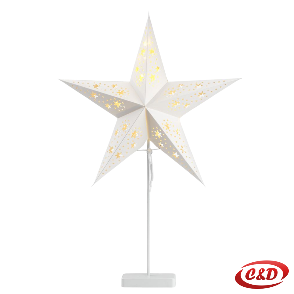 Dekorativna LED zvijezda na stalku s 10 toplo bijelih lampica visine 66 cm, napajana baterijama s funkcijom tajmera