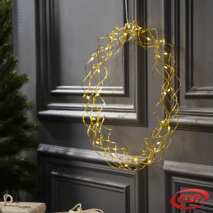 LED vijenac SNE s 30 LED lampica, toplo bijela, promjera 35 cm, na baterije s tajmerom 6 h ON / 18 h OFF