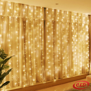 Lampice; LED; Zavjesa sa kristalima; 3×3 m; Toplo Bijela