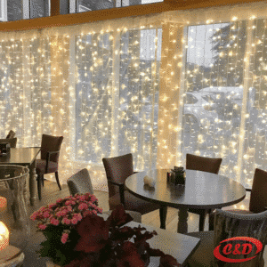 Lampice; LED; Zavjesa sa kristalima; 3×3 m; Toplo Bijela