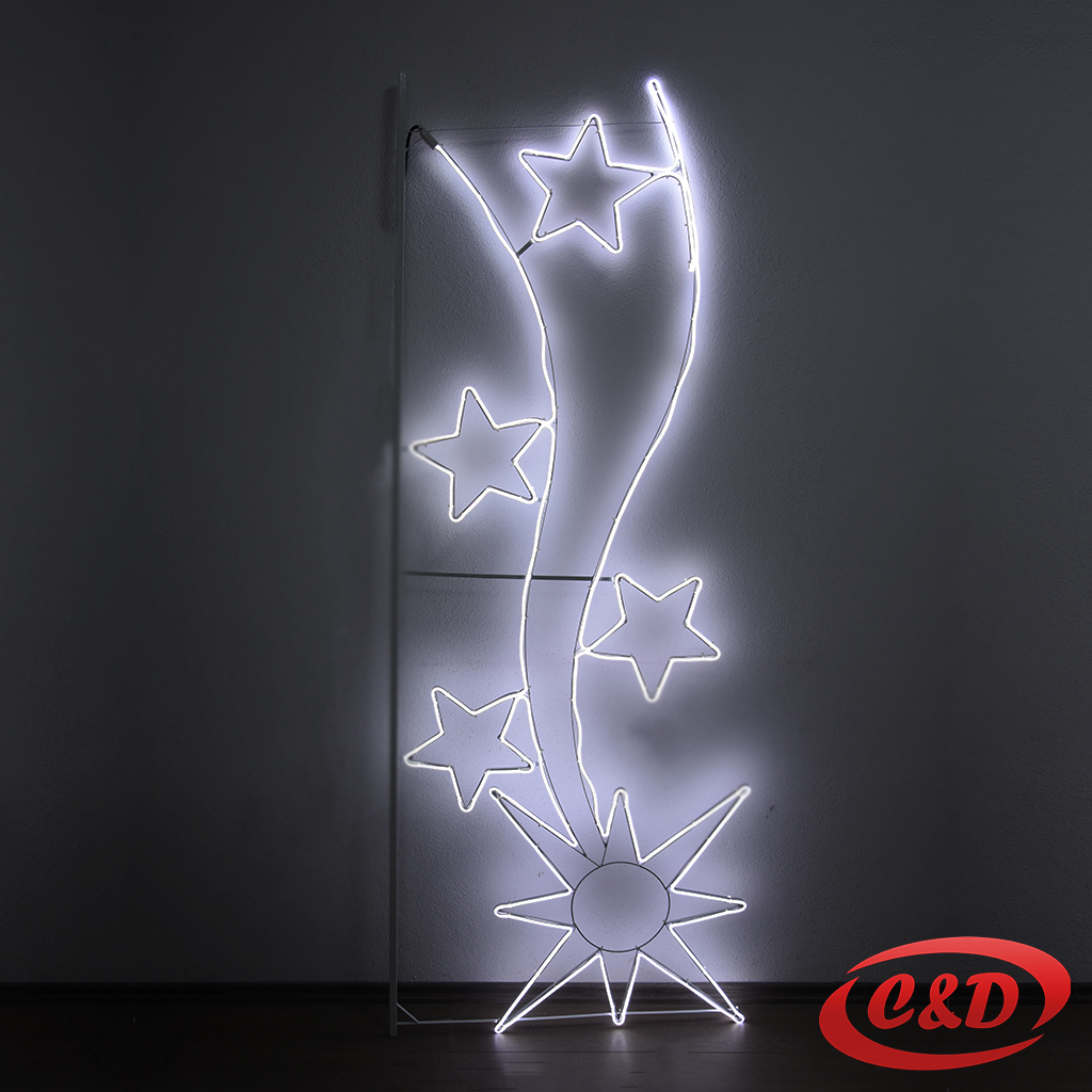 Svjetleći novogodišnji oblik s okvirom i nosačima – LED dekoracija za banderu