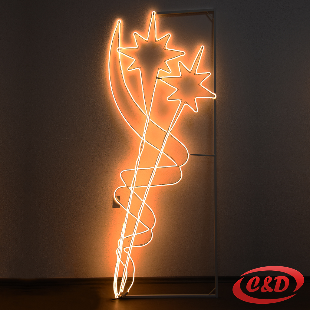 Svjetleći novogodišnji oblik s okvirom i nosačima – LED dekoracija za banderu