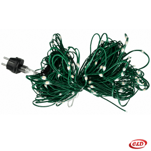 Bijele LED lampice za jelku raspoređene na zelenim linijama
