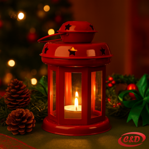 Dekorativni fenjer AUDHUMLE 15 cm. crvena