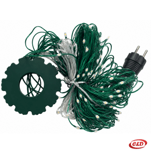 Bijele LED lampice za jelku raspoređene na zelenim linijama