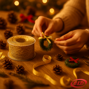 Zlatna dekorativna traka 300×4 cm.