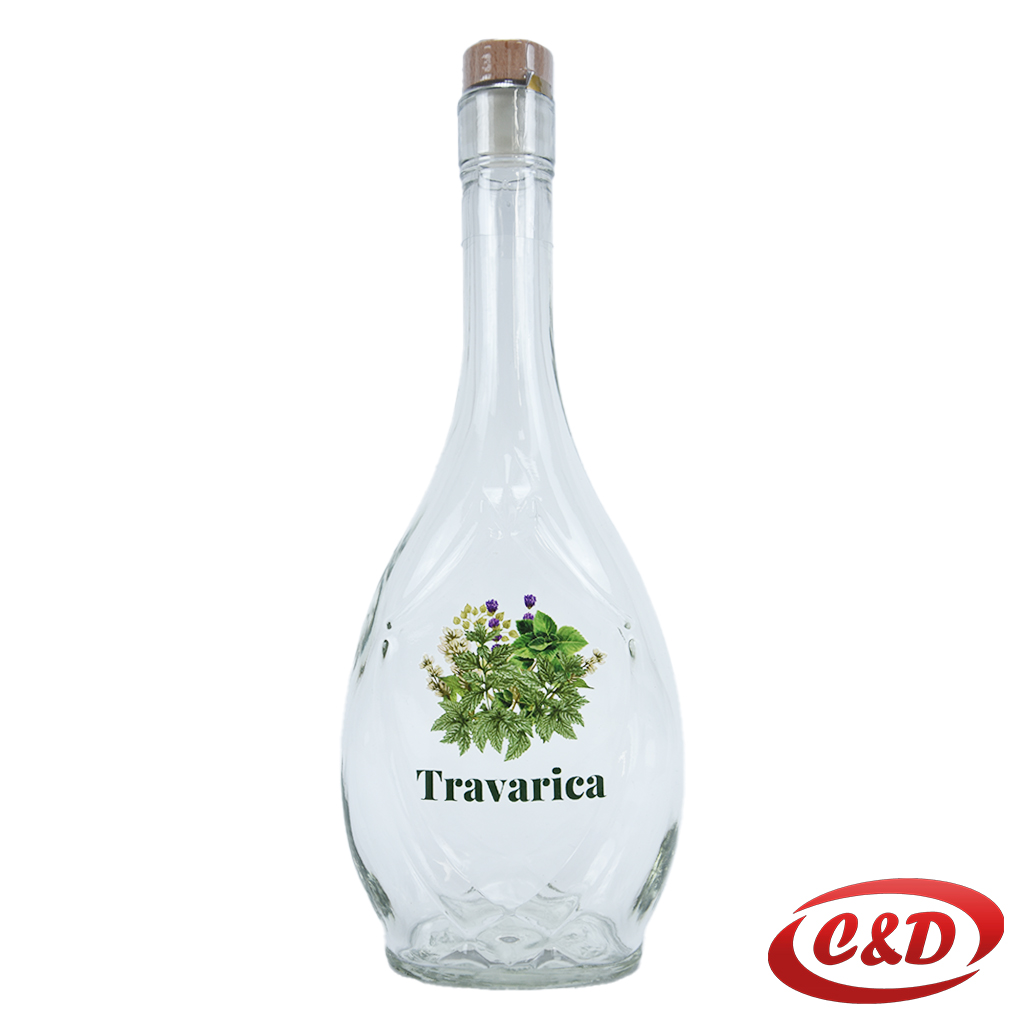 Staklena boca Ikona sa natpisom + čep; 500 ml