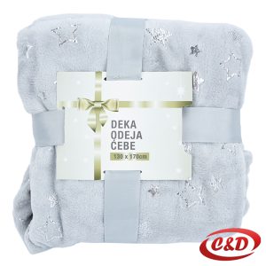 Siva deka dimenzija 130×170 cm sa zlatnim zvijezdama.