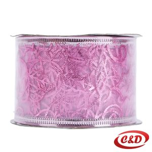 Roza sjajna dekorativna traka 3000×4 cm.