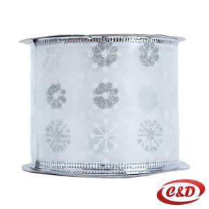 Srebrna sjajna pahulje dekorativna traka 3000×5 cm.