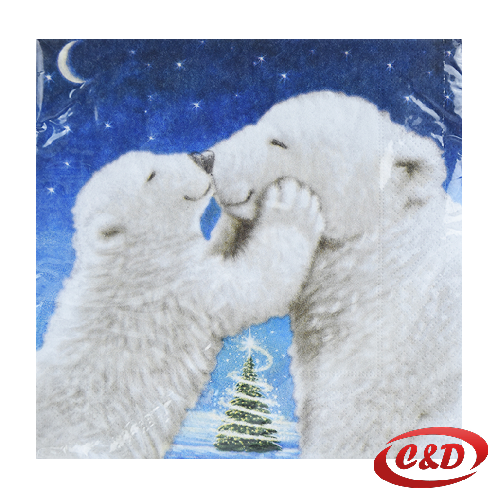 Božićne salvete plavo/bijele 33×33 cm, pakiranje od 20 komada.