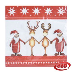 Božićne salvete crvene i bijele 33×33 cm, pakiranje od 20 komada.