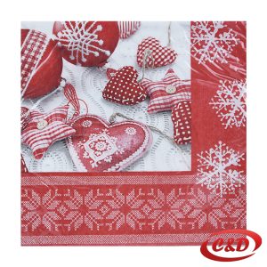 Božićne salvete crvene 33×33 cm, pakiranje od 20 komada.