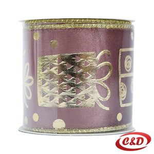 Roza i zlatna sjajna dekorativna traka 3000×4 cm.