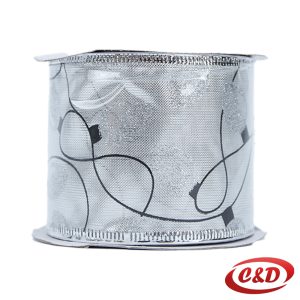 Srebrna sjajna dekorativna traka 3000×5 cm.