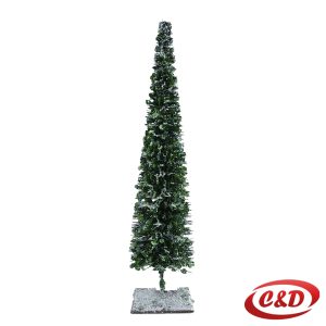 Ukrasna zelena jelka 30 cm sa snježnim efektom i metalnim postoljem.