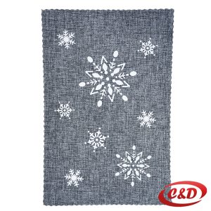 Podmetač sivi sa printom pahulja dimenzija 45×30 cm.