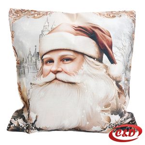 Bež jastučnica Djed Mraz 45×45 cm s božićnim motivima od poliestera.