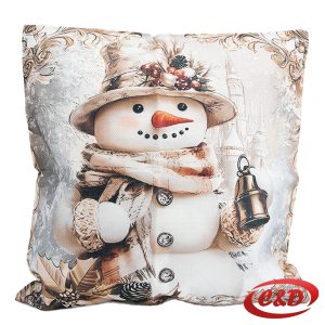 Bež jastučnica Snješko 45×45 cm s božićnim motivima od poliestera.