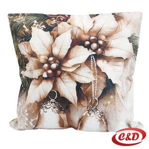 Bež jastučnica Cvijeće 45×45 cm s božićnim motivima od poliestera.