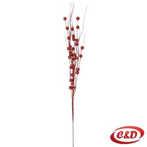 Crvena dekorativna grana sa sjajem 55 cm